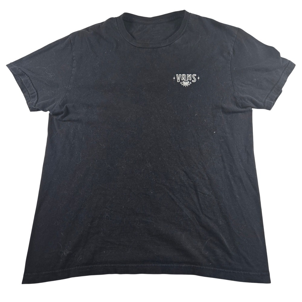 Vans Black Graphic‎ T Shirt Wolf Camping Nature Logo Men's Medium Cotton